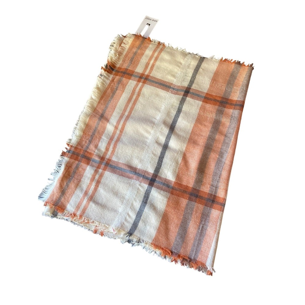 NWT Nine West Plaid Orange Beige Neutral Plaid